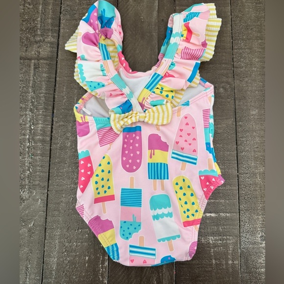 RUFFLE BUTTS Popsicle Bathing Suit Ruffle Detail With Bow Size 6-12 months - Picture 2 of 5